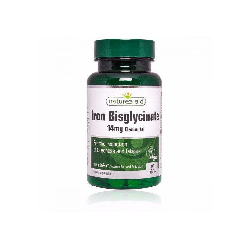 Natures Aid - Iron Bisglycinate 14 Mg 90 Comprimidos