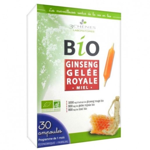 3 Chênes Bio Geleia Real Extra Forte 30 ampolas