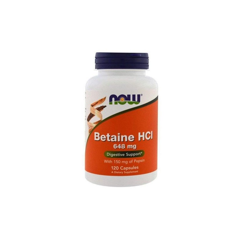 Now Betaine HCl 648mg 120 cápsulas