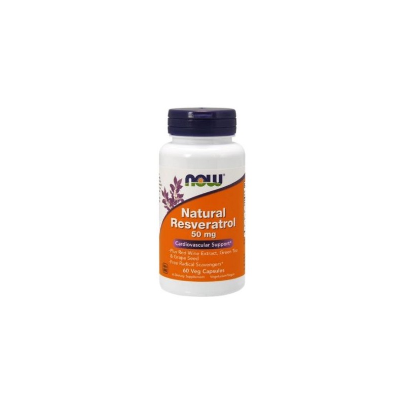 Now Natural Resveratrol 50mg 60 cápsulas vegetais