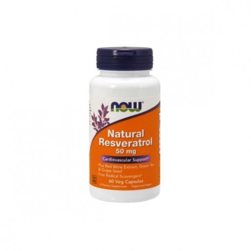 Now Natural Resveratrol 50mg 60 cápsulas vegetais