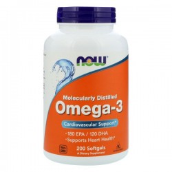 Now Omega-3 1000mg (180 EPA/120 DHA) 200 Cápsulas