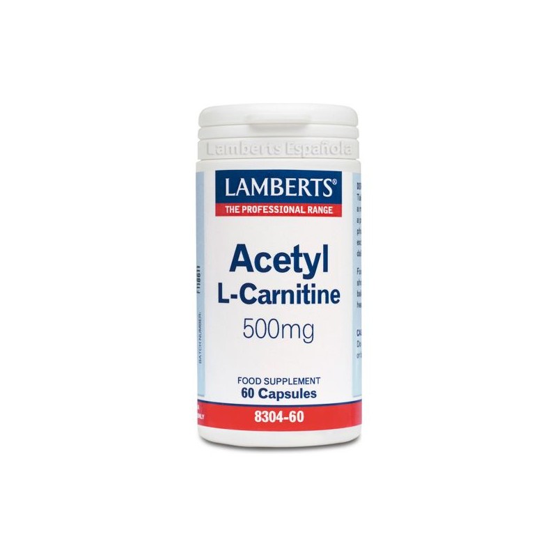Lamberts Acetil L-carnitina 500mg 60 Cápsulas
