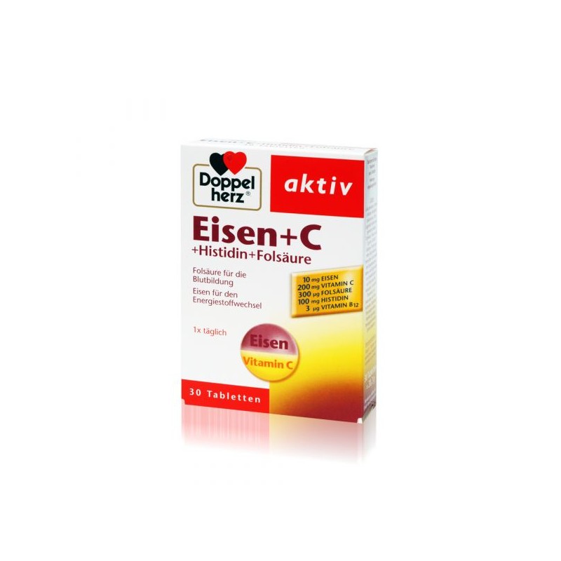 Doppel Herz Aktiv Ferro + Histidina + Á. Fólico 30 Comprimidos